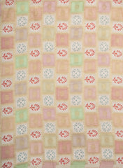 Baby Pink Checks Pattern Block Position Print On Jacquard Butti Pure Dola Silk Fabric