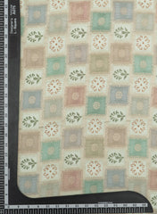 Pista Green  Colour Checks Pattern Block Position Print on Jacquard Butti Pure Dola Fabric