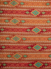 Mango And Red Colour  Traditional Pattern Placement Bhandej  Print on Jacquard Butti Pure Dola SIlk Fabric