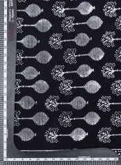 Black And White Flower Pot Block Print Pure Cotton Cambric Fabric