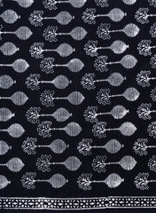 Black And White Flower Pot Block Print Pure Cotton Cambric Fabric