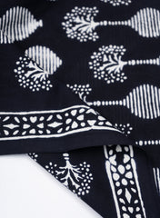 Black And White Flower Pot Block Print Pure Cotton Cambric Fabric