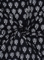 Black And White Mehendi Design Hand Block Print Pure Cotton Cambric Fabric