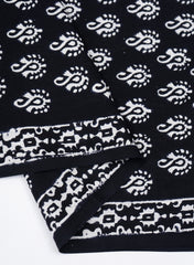 Black And White Mehendi Design Hand Block Print Pure Cotton Cambric Fabric