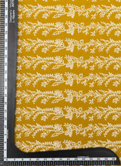 (Pre Cut- 2 Meter) Mustard and White floral Block Print Pure Cotton Cambric Fabric
