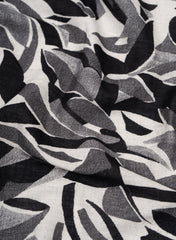 Black And White Abstract Pattern Handloom Linen Digital Print (Cotton Flex) Fabric