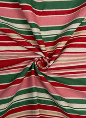 Stripes Pattern  Handloom Linen Discharge Print Fabric (Cotton Flex)