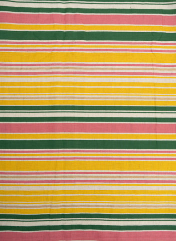 (Pre Cut 2-Meter) Stripes Pattern  Handloom Linen Discharge Print Fabric (Cotton Flex)