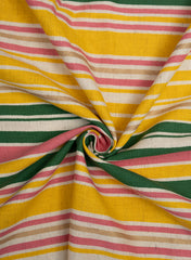 Stripes Pattern  Handloom Linen Discharge Print Fabric (Cotton Flex)