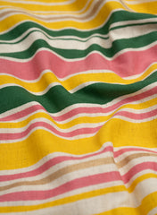 Stripes Pattern  Handloom Linen Discharge Print Fabric (Cotton Flex)