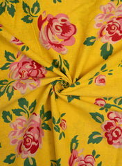 Red Rose Pattern HandLoom Linen Discharge Print (Cotton Flex) Fabric