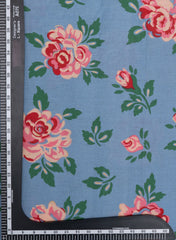 Red Rose Pattern HandLoom Linen Discharge Print (Cotton Flex) Fabric