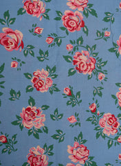 Red Rose Pattern HandLoom Linen Discharge Print (Cotton Flex) Fabric