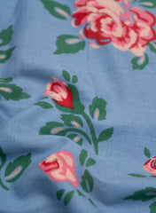 Red Rose Pattern HandLoom Linen Discharge Print (Cotton Flex) Fabric