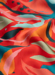 Red And Green  Leaf Pattern Digital Print Pure Modal Satin Fabric