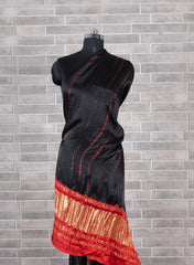 Pure Modal Satin Black And Red Tie And Dye Lagdi Patta Dupatta 42inches