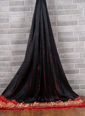 Pure Modal Satin Black And Red Tie And Dye Lagdi Patta Dupatta 42inches