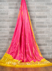 Pure Modal Satin Pink And Yellow Tie And Dye Lagdi Patta Dupatta 42inches