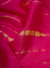 Pure Modal Satin Pink And Yellow Tie And Dye Lagdi Patta Dupatta 42inches