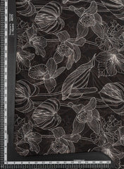 Pure Georgette White And Black Floral Digital Print Fabric