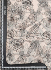 Pure Georgette White And Black Floral Digital Print Fabric