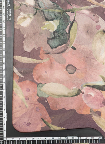 (Pre Cut 1-Meter) Purple And Green  Abstract  Digital Print Shimmer Georgette  Fabric
