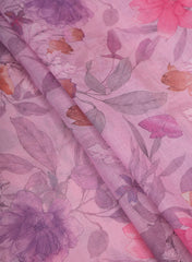 (Art Linen) Linen Purple Color Floral Pattern Digital Print Fabric