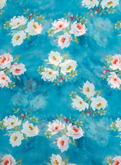 White Rose Pattern Pure Georgette Fabric