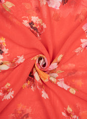 Rose Red  and pink Floral Pure Georgette Fabric