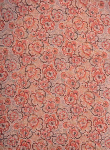 (Pre Cut-1 Meter) Linen Orange Color Geometrical Pattern Digital Print Fabric