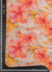 Linen Satin Multi Color Floral Pattern Digital Print Fabric