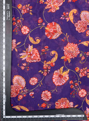 Royal Purple Floral Print Pure Georgette Fabric