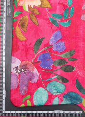 Wild Berry Floral Digital Printed Pure Dola Silk Fabric With Foil