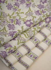 Pure Cotton Cambric Mix And Match Off-White Color Block Print Fabric