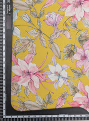 Pure Georgette Lemon Yellow And Pink Color Floral Digital Print Fabric