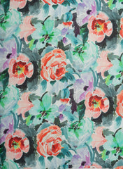 Pure Chinnon Chiffon Multi Color Shaded Floral Digital Print Fabric