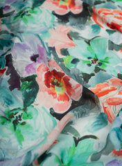 Pure Chinnon Chiffon Multi Color Shaded Floral Digital Print Fabric