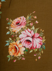 Chinnon Chiffon Golden Brown Color Rose Digital Print