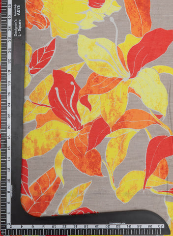 (Pre Cut -1 Meter)Chinnon Chiffon Grey Color Floral Digital Print