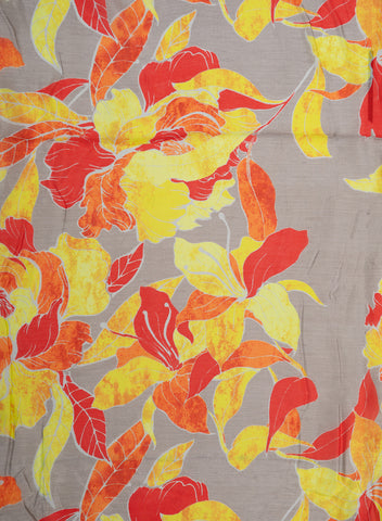 (Pre Cut -1 Meter)Chinnon Chiffon Grey Color Floral Digital Print