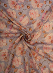 Viscose Tissue Pink Lotus Digital Print Fabric