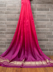 Pure Modal Satin Purple And Dark Pink Tow-Ton Lagdi Patta Dupatta 42-Inches