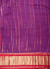 Pure Modal Satin Purple Tie And Dye Lagdi Patta  Dupatta 42inches