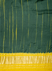 Pure Modal Satin Green And Yellow Tie And Dye Lagdi Patta Dupatta 42inches