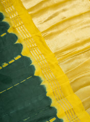 Pure Modal Satin Green And Yellow Tie And Dye Lagdi Patta Dupatta 42inches