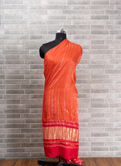 Pure Modal Satin Orange Tie And Dye  Lagdi Patta Dupatta 42inches