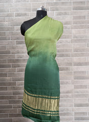 Pure Modal Satin Ombre Green  Tow-Ton Lagdi Patta Dupatta 42-Inches.