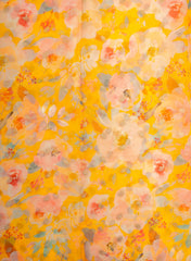 Pure Organza Amber Yellow Color Floral Digital Print With Jacquard Work Fabric