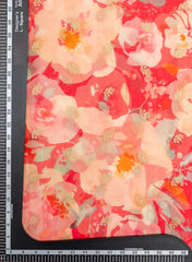 Pure Organza Hot Pink Color Floral Digital Print With Jacquard Work Fabric