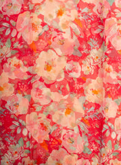 Pure Organza Hot Pink Color Floral Digital Print With Jacquard Work Fabric